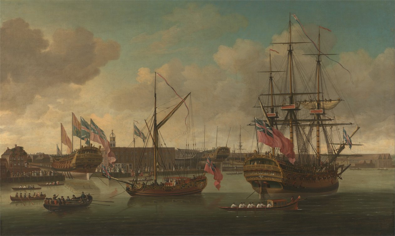 Lancering ved Deptford af John Cleveley the elder