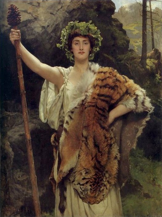 Præstinden i Bacchusn Francais: La pretresse de Bacchusn af John Collier