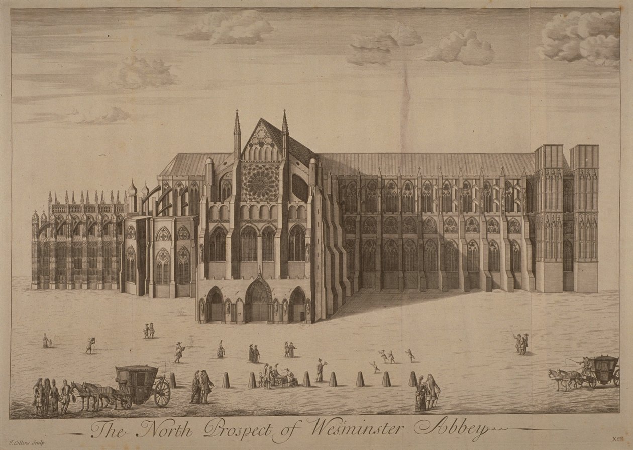 Udsigt over Westminster Abbey fra nord, ca. 1700 af John Collins