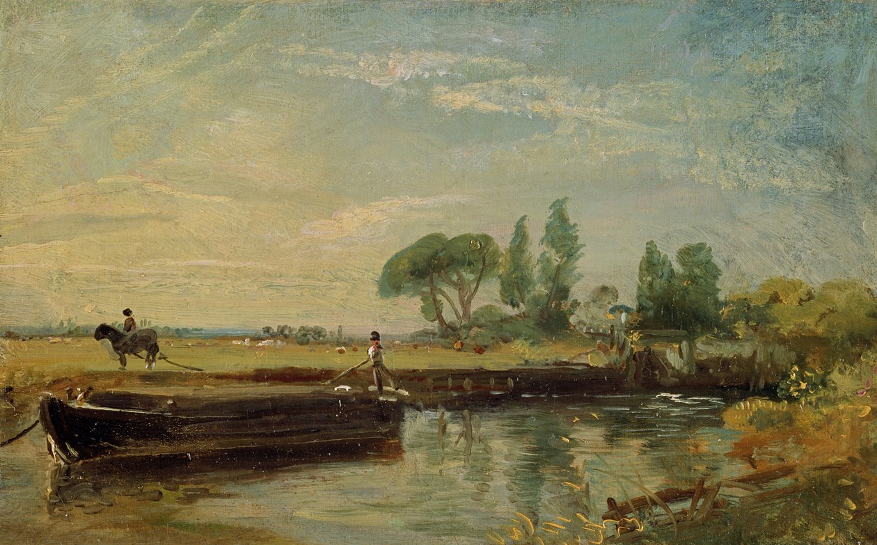 En pram under Flatford Lock, ca.1810 af John Constable