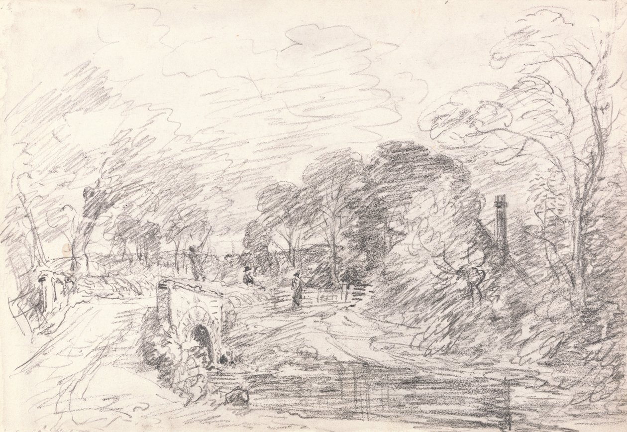 En bro nær Salisbury Court, måske Milford Bridge af John Constable