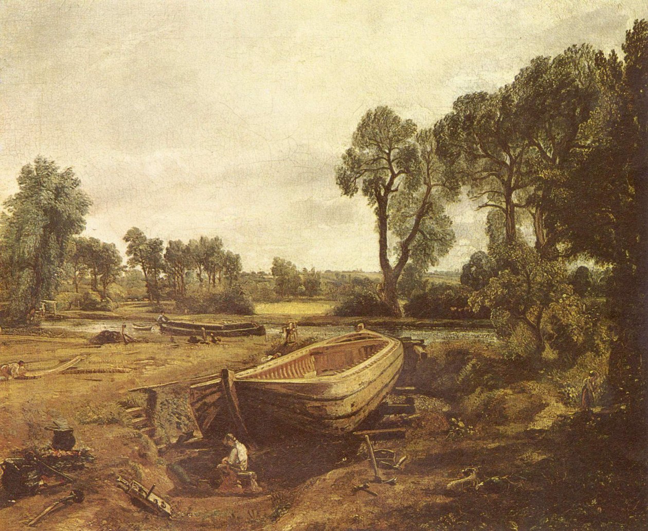 Bootsbau i Flatford af John Constable