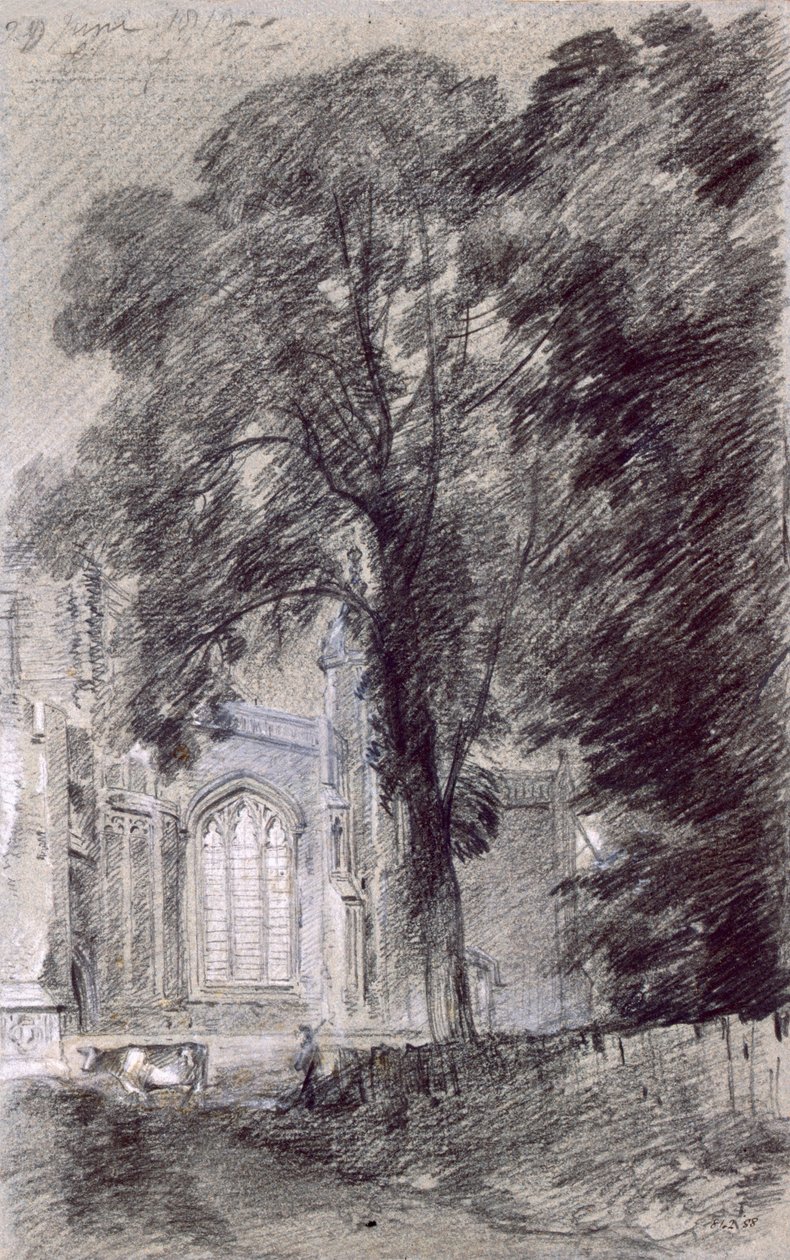 East Bergholt Church - West End (grafit på papir) af John Constable