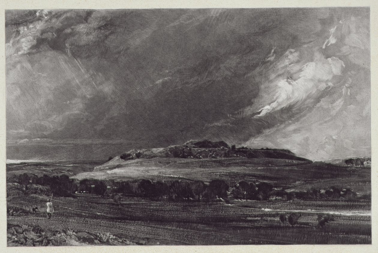 Old Sarum, graveret af David Lucas (1802-81), 1833 (mezzotintgravering) af John Constable