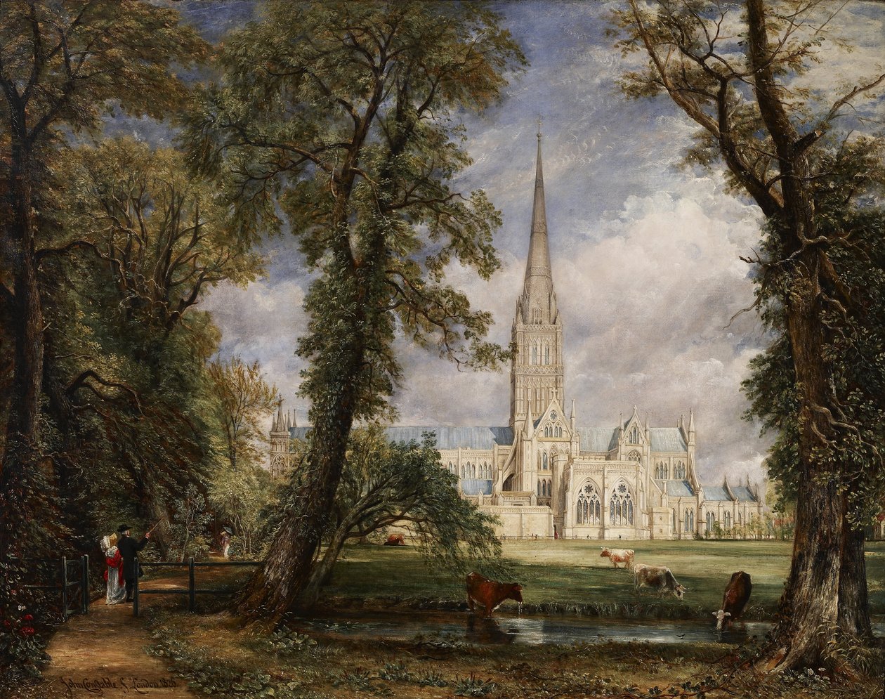 Salisbury-katedralen fra Bishops Garden af John Constable