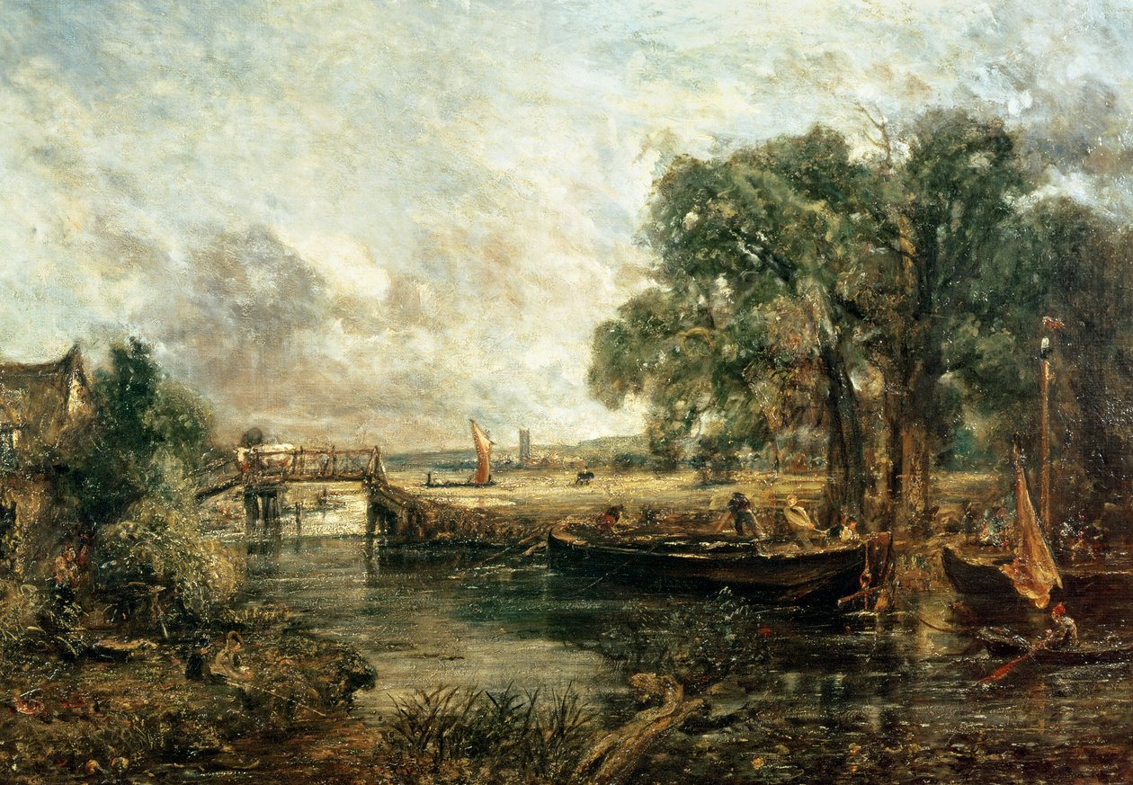 Skitse til "View on the Stour, near Dedham" 1821-22 af John Constable