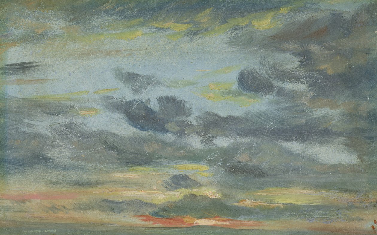 Himmelstudie, solnedgang, 1821-22 (olie på papir) af John Constable
