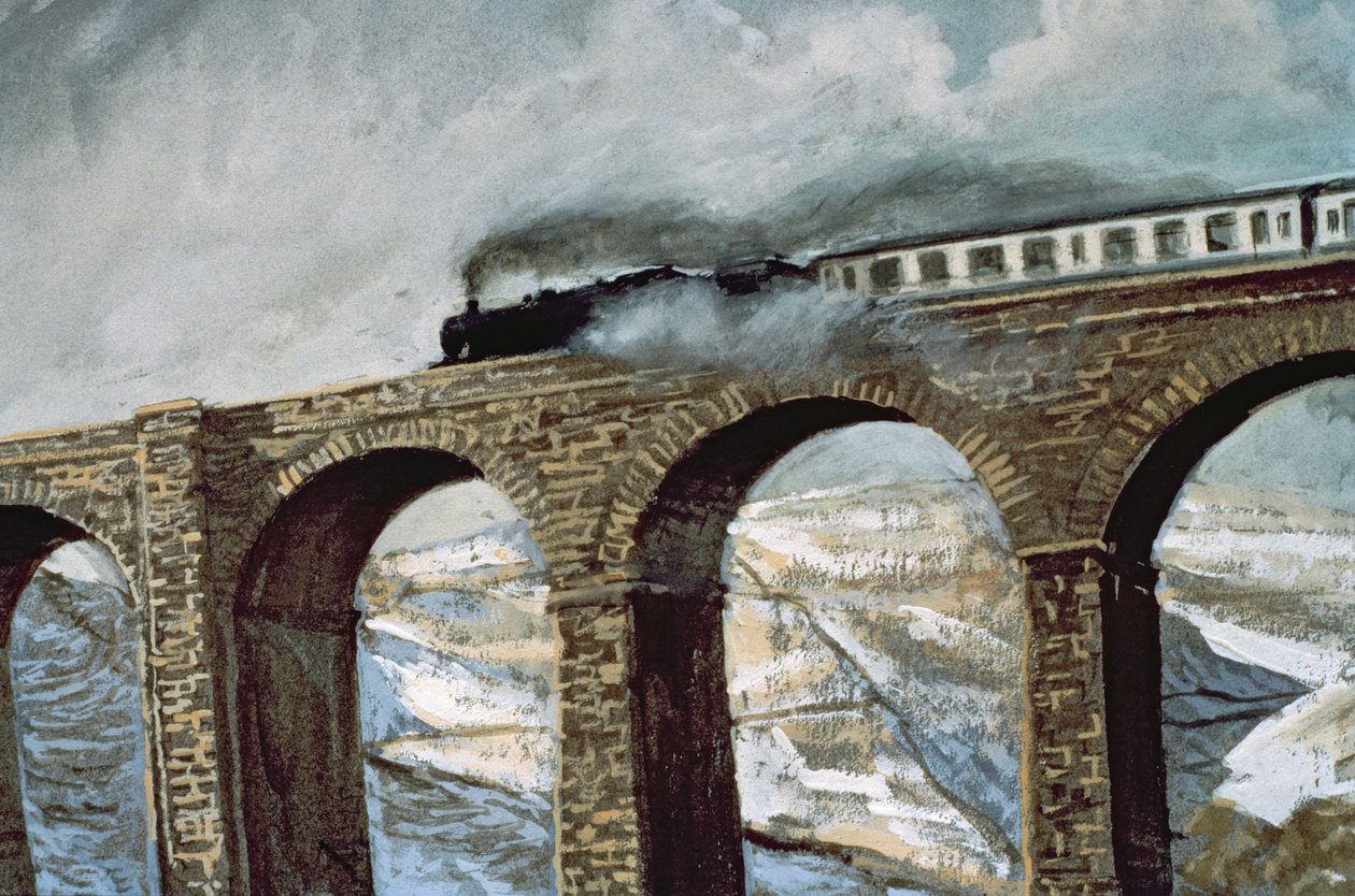 Arten Gill Viaduct (gouache) (detaljer) af John Cooke