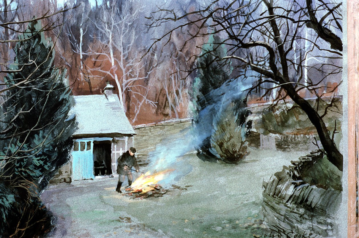 Lakeland Bonfire, 1996 (gouache) af John Cooke
