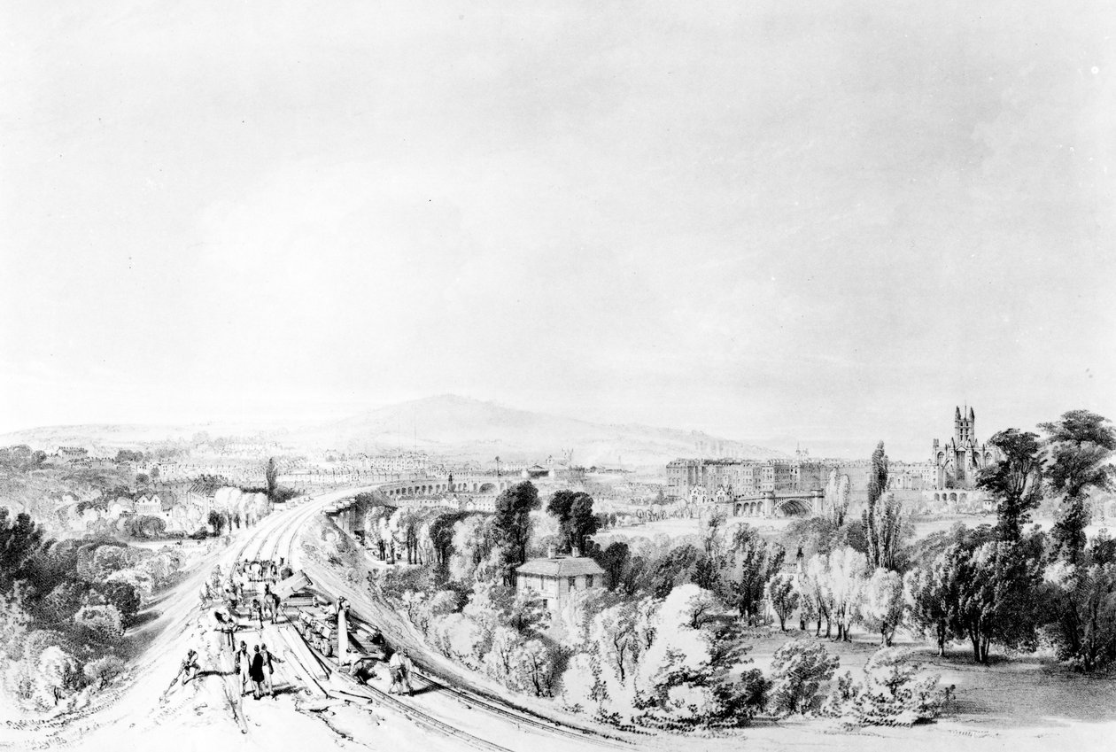 Bath, 1846 (pen, blæk og vask på papir) af John Cooke Bourne