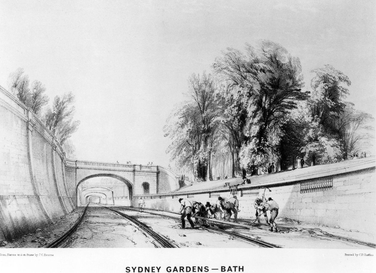 Sydney Gardens, Bath, trykt af C. F. Cheffins, 1843 af John Cooke Bourne