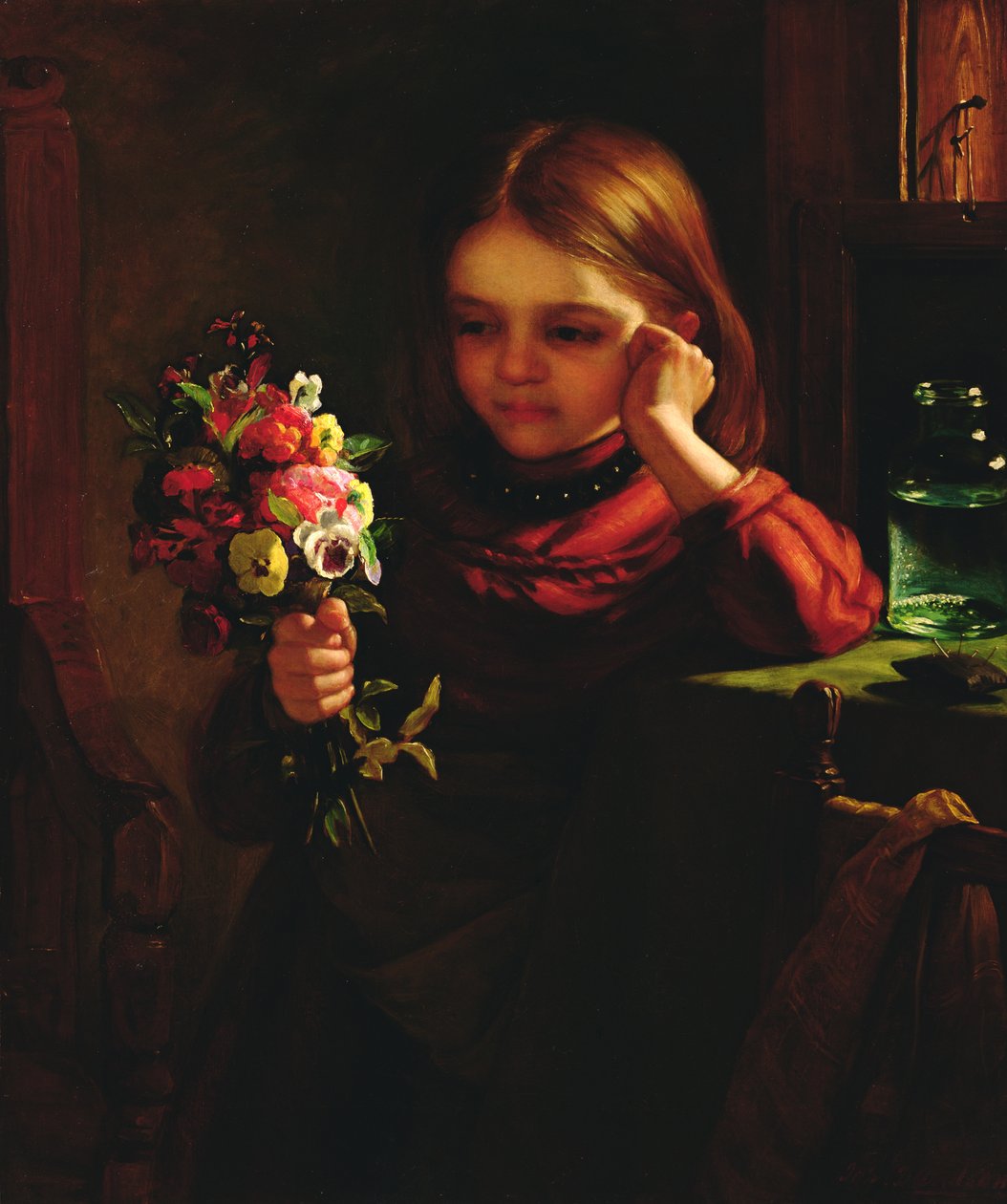 Pige med blomster af John Davidson