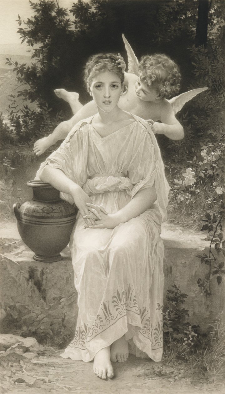 Den første kærligheds hvisken, efter Bouguereau af John Douglas Miller