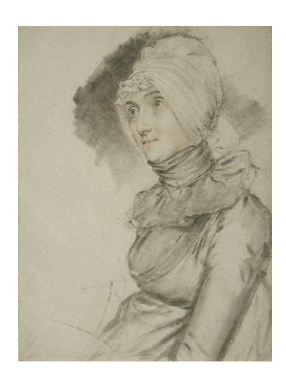 Mrs Croad, the Determined Widow, 1806 (sort kridt og wc på papir) af John Downman