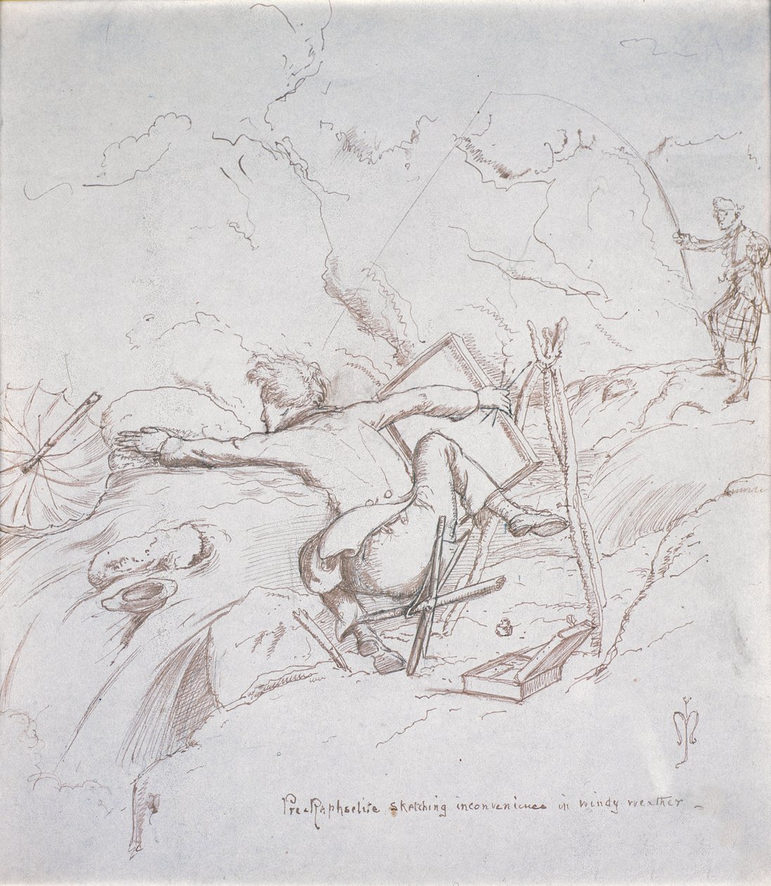 Præ-rafaelitskitser Ulempe ved vindfyldt vejr af John Everett Millais