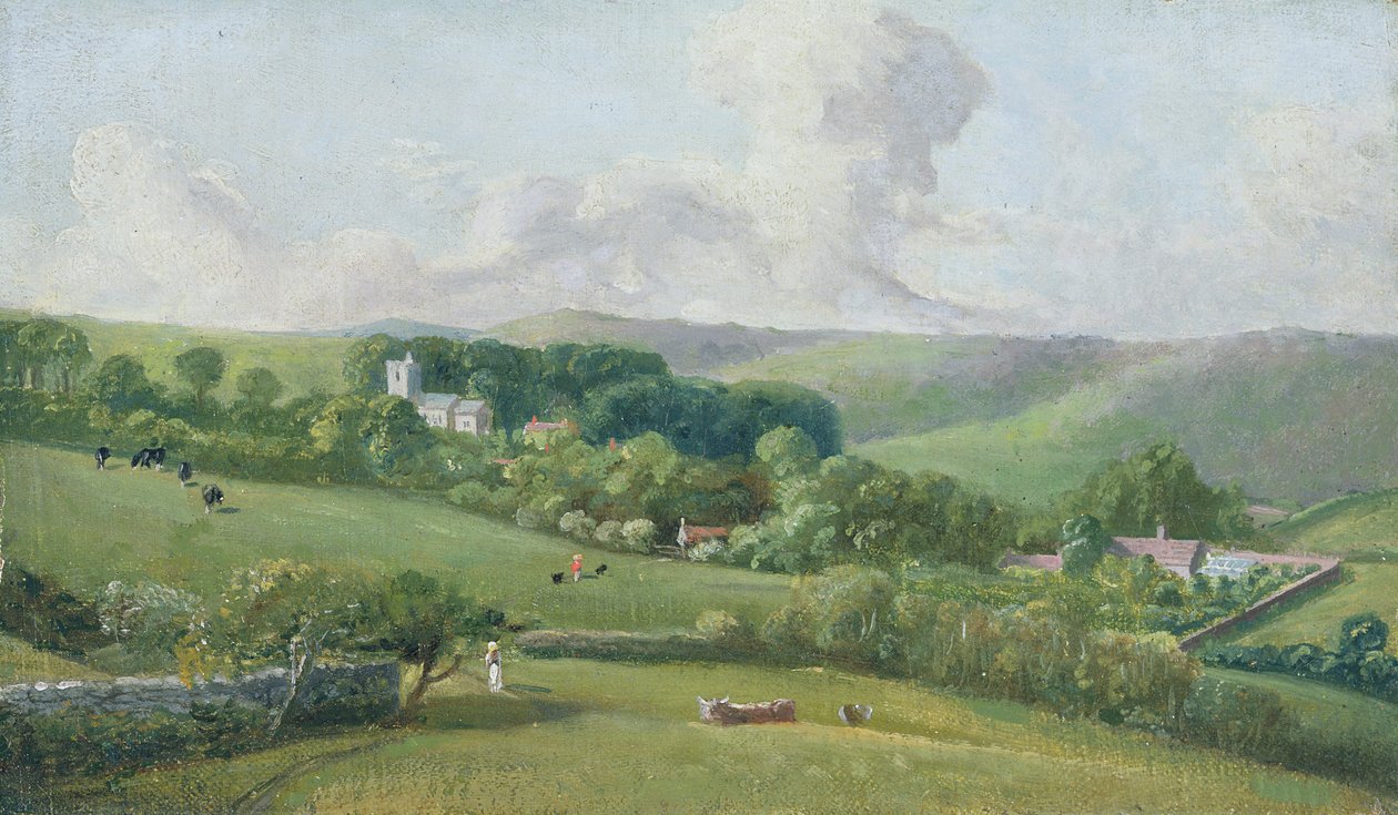 Osmington, Udsigt til landsbyen, ca. 1816 af John Fisher