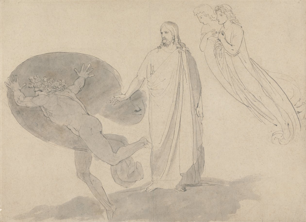 Få dig bag mig, Satan af John Flaxman