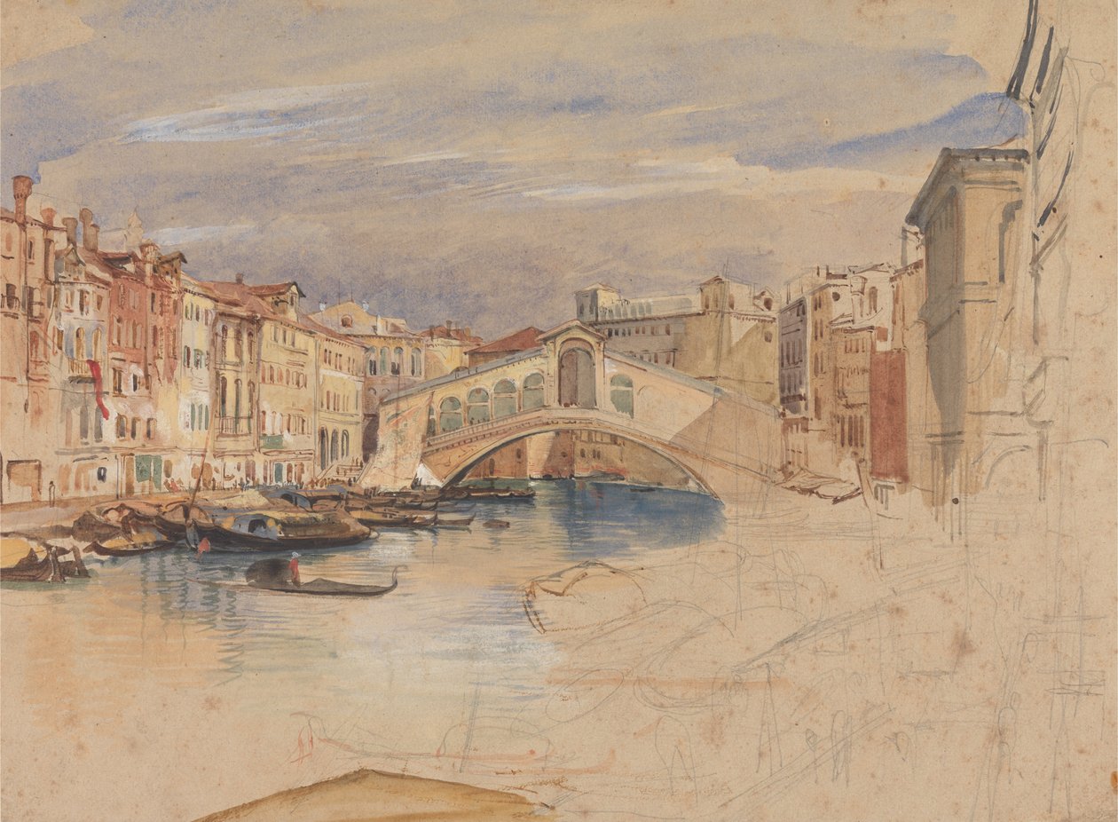 Venedig- Canal Grande og Rialto af John Frederick Lewis