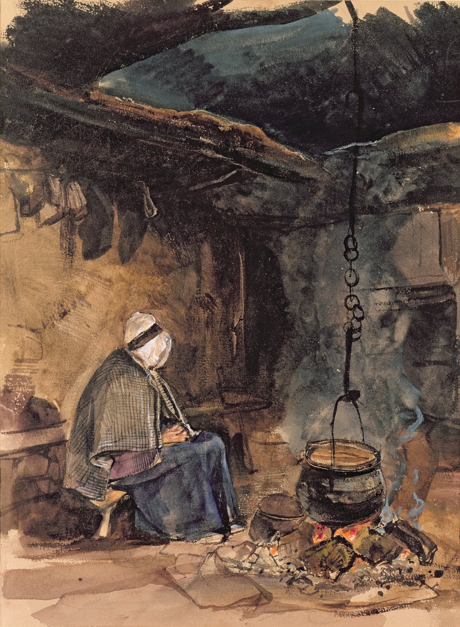 Se gryden koge - et sommerhus interiør af John Frederick Lewis