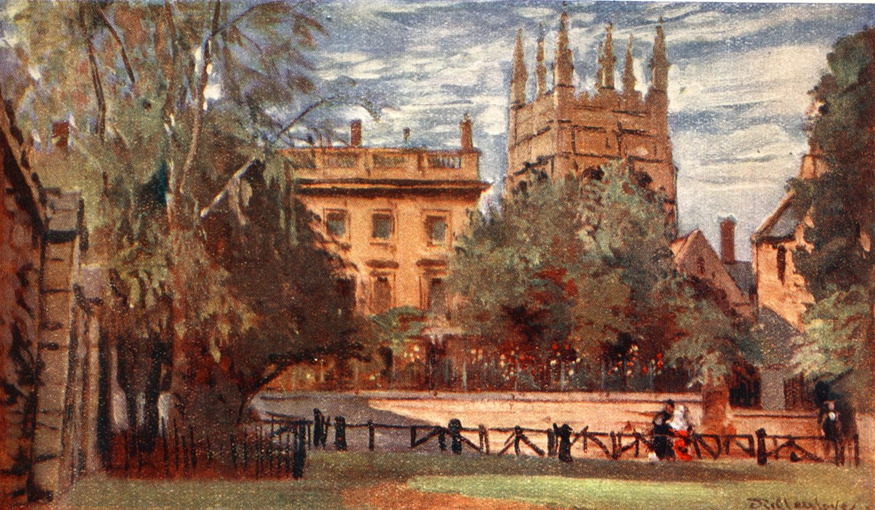 Corpus Christi College og Merton Tower, fra Christ Church Meadows, 1903 af John Fulleylove