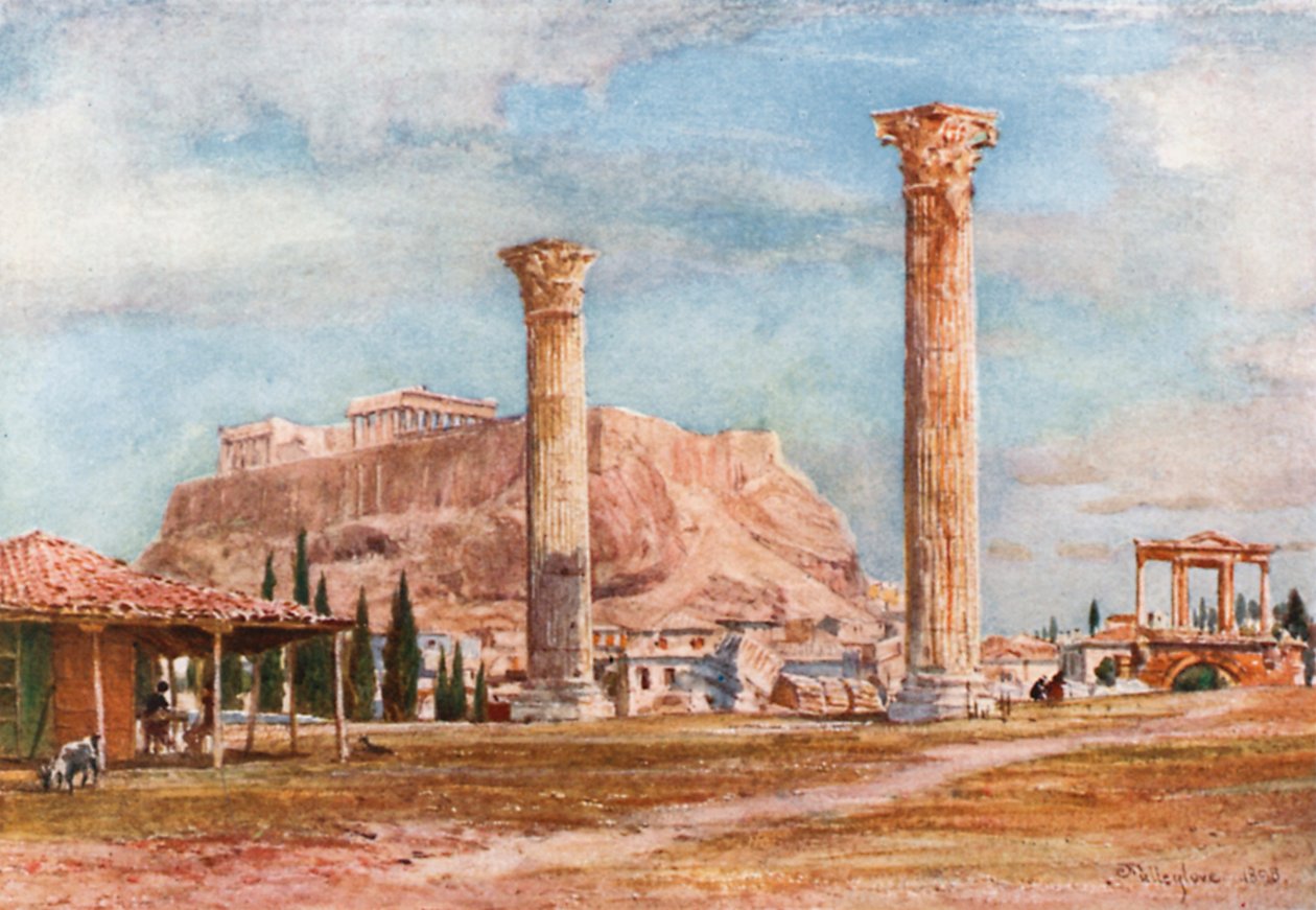 Akropolis fra stedet for den olympiske Zeus tempel af John Fulleylove