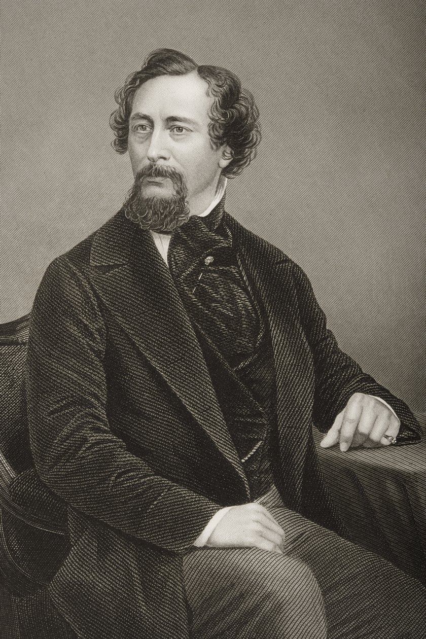 Charles John Huffam Dickens (1812-70) graveret af D.J. Pund fra et fotografi, fra 