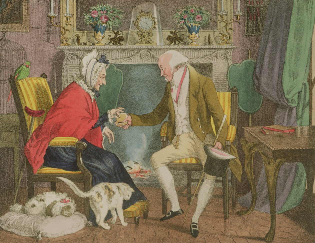 The Pinch of Snuff, udgivet af Rodwell and Martin, 1821 af John James Chalon