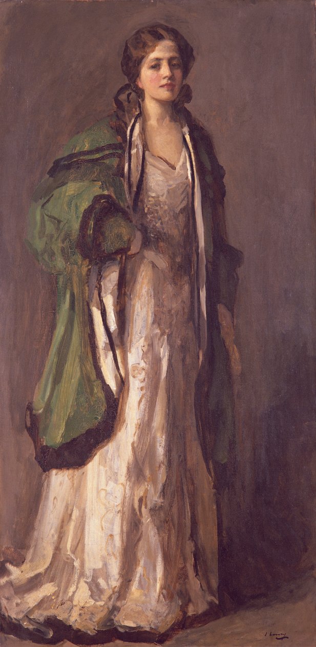 Portræt af en dame i en grøn frakke, 1903 af John Lavery