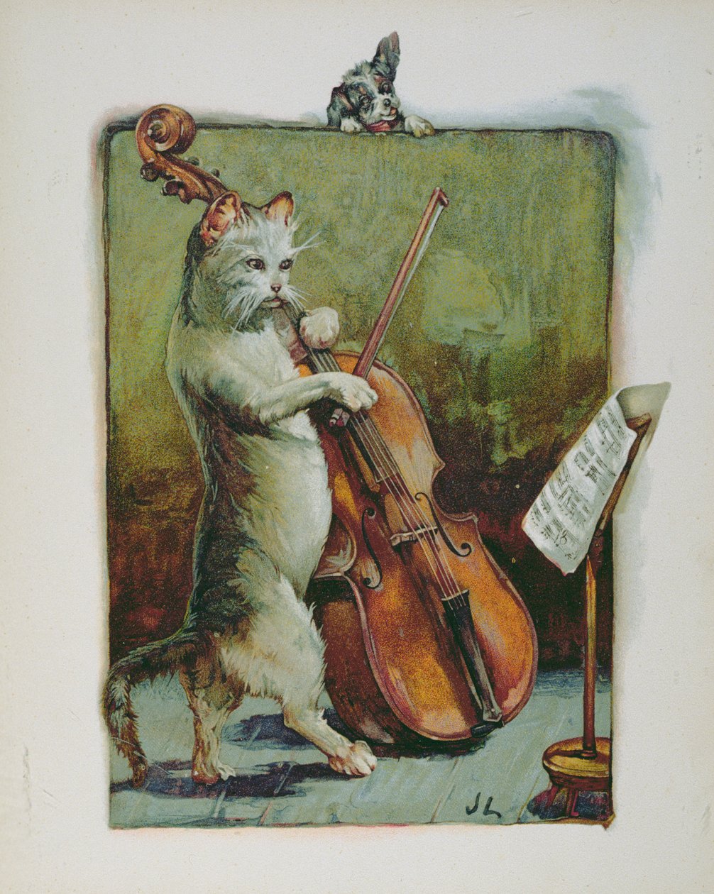 Katten og Violinen, fra en illustreret bog med børnerim af John Lawson