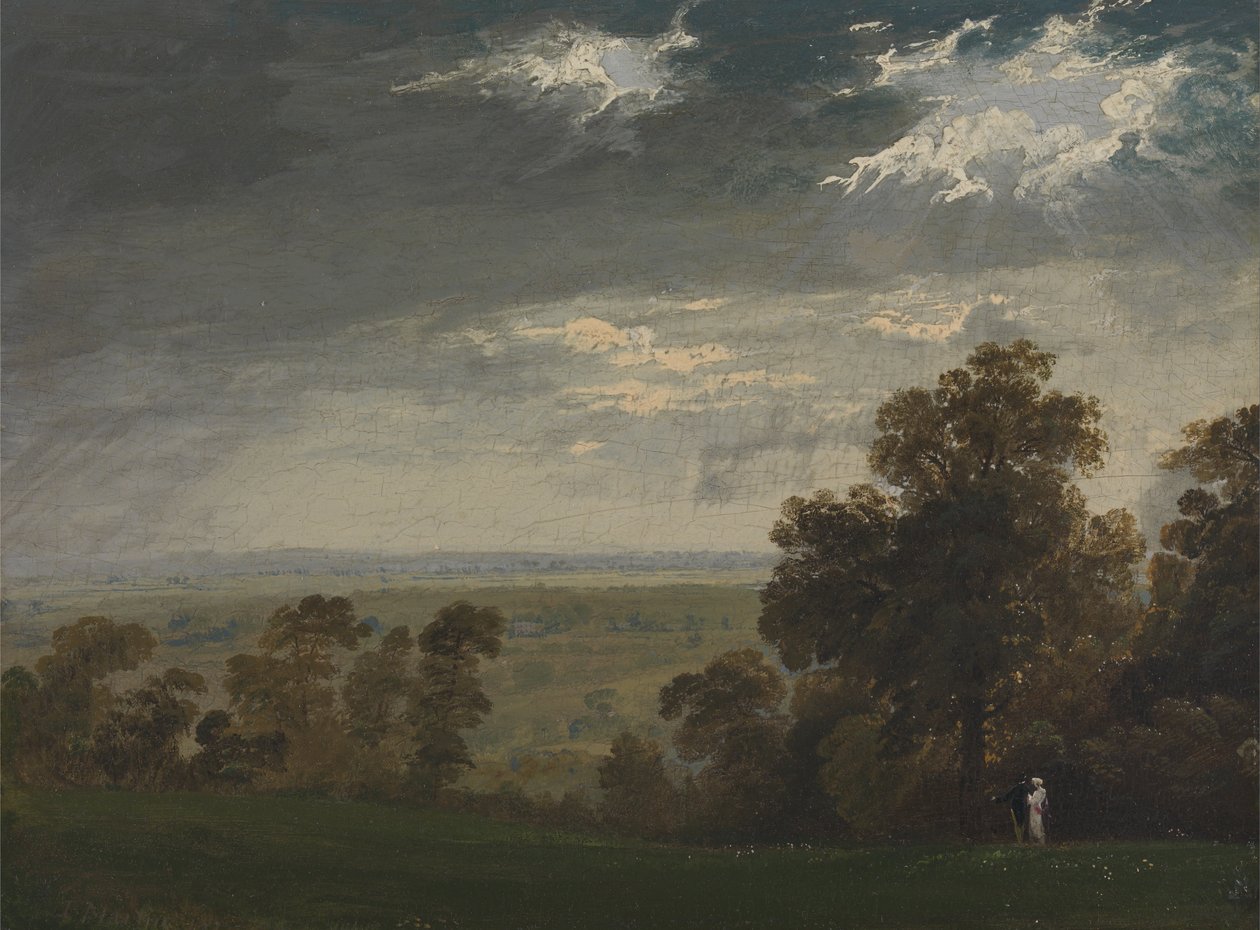 Landskab, muligvis Isle of Wight eller Richmond Hill af John Martin