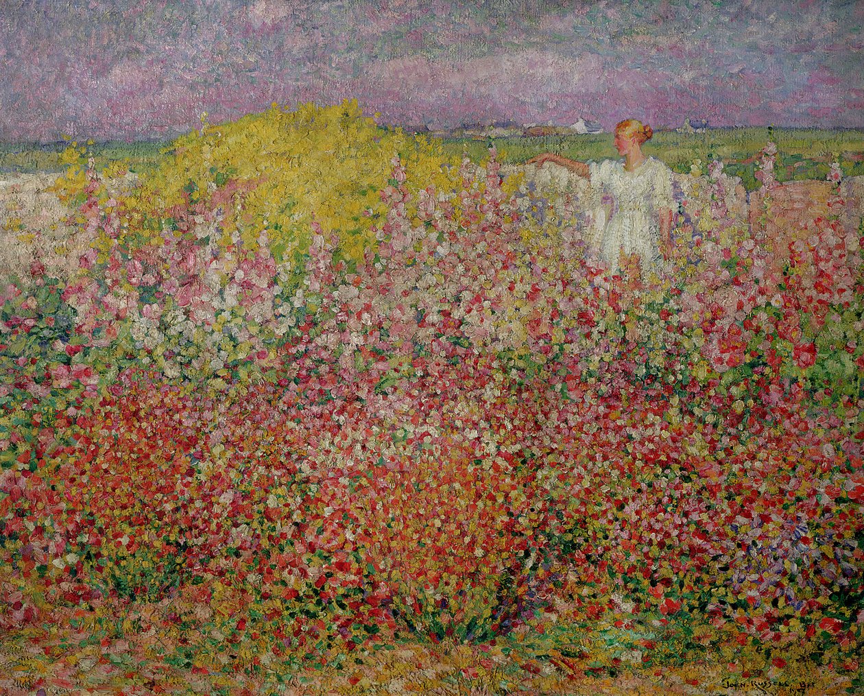 Mrs. Russell Amongst the Flowers på Belle Isle, 1927 af John Russell