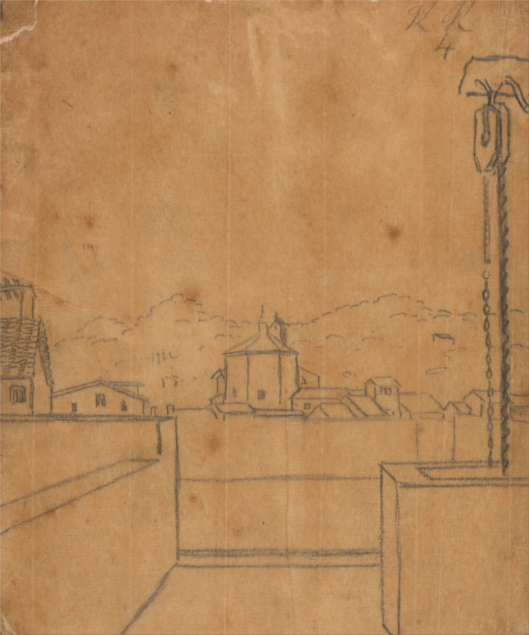 Rooftop View of a Baptistry af John Robert Cozens