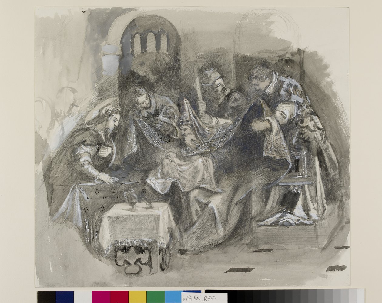 Tegning af Tintorettos omskæring i Scuola Grande di San Rocco, august 1869 (grafit, akvarel og kropsfarve på vævet papir) af John Ruskin