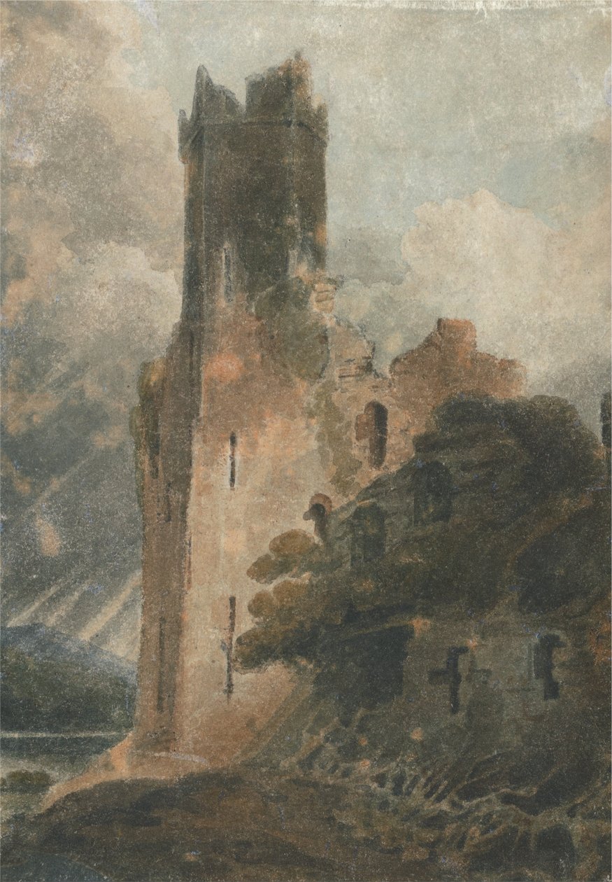 Et slotstårn (Caernarvon Castle) af John Sell Cotman