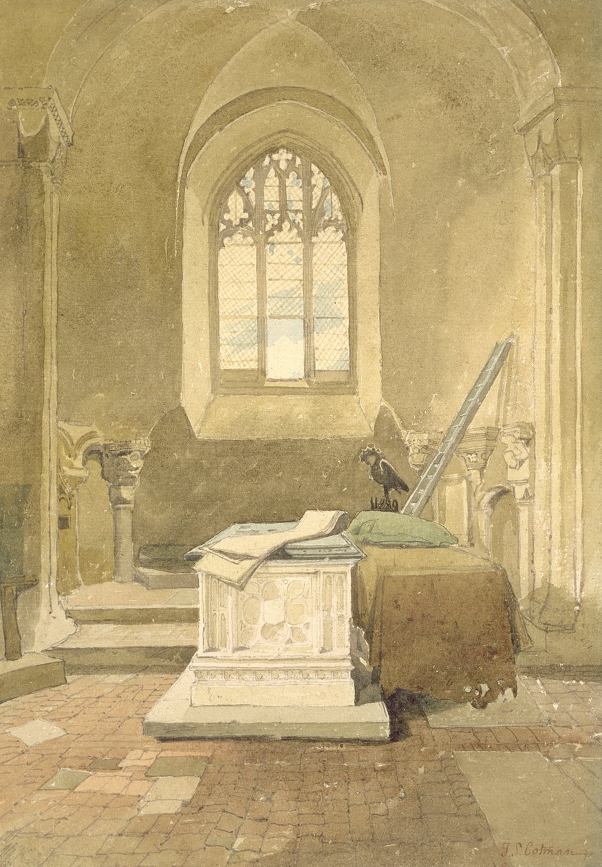 Jesus Chapel, Norwich Cathedral, ca. 1807 (wc og sort bly på papir) af John Sell Cotman