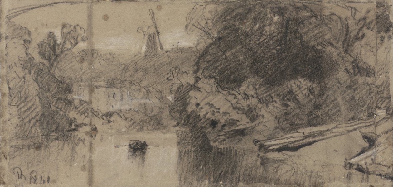 Flodlandskab, sandsynligvis nær Thorpe, Norfolk af John Sell Cotman