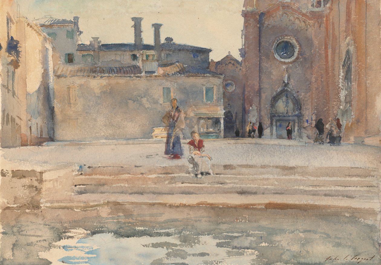 Campo dei Frari, Venedig, 1880-82 (wc over blyant med gouache på papir) af John Singer Sargent