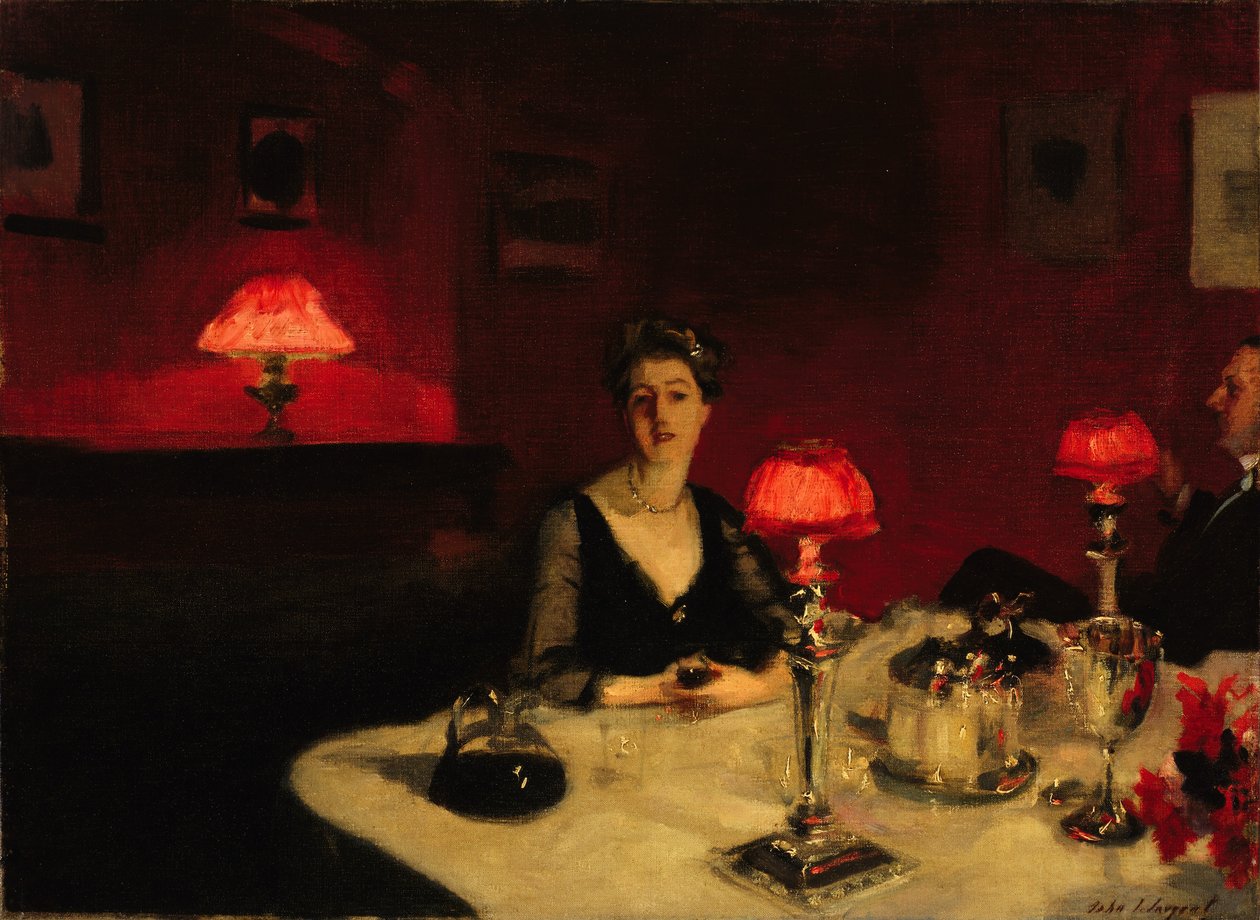 Portens glas (Et middagsbord om natten) af John Singer Sargent