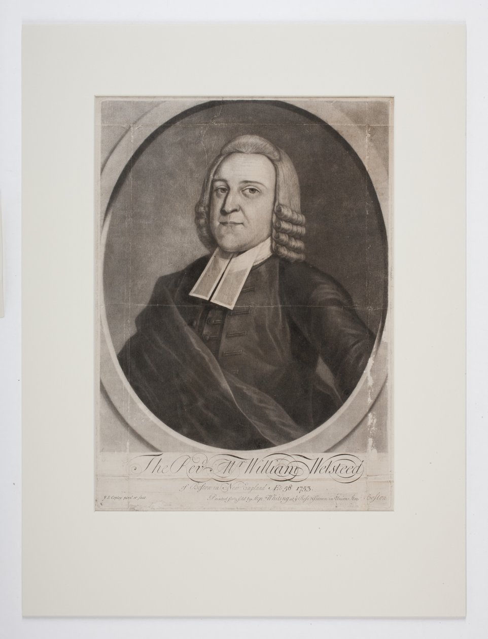 Præsten Mr. William Welsteed fra Boston, New England, ca. 1753 (mezzotint) af John Singleton Copley