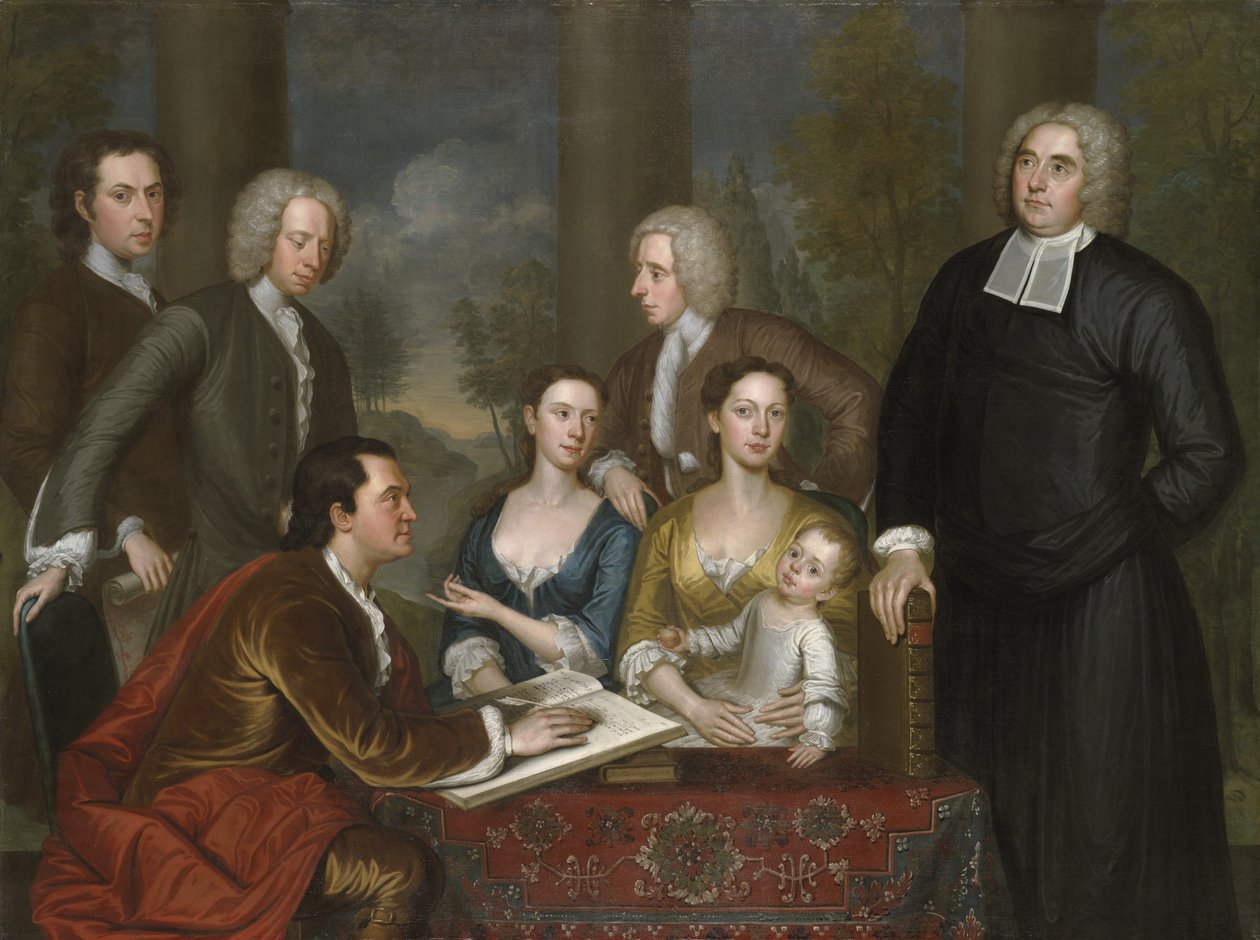 The Bermuda Group, Dean Berkeley and his Entourage, 1728, omarbejdet 1739 af John Smibert