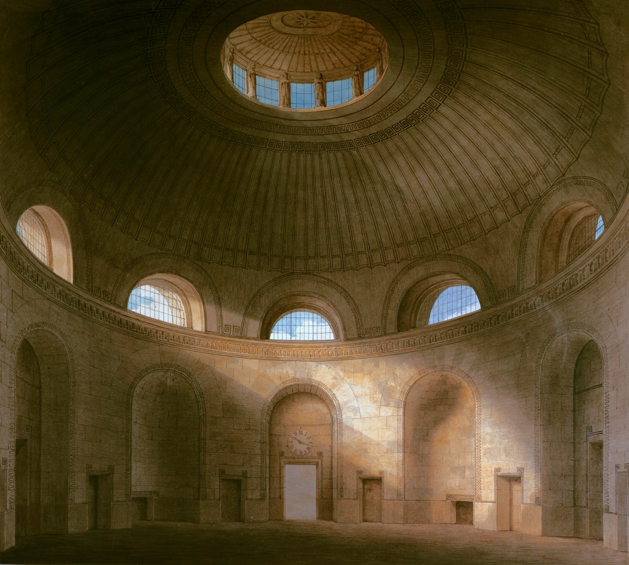 John Soane: Rotunda of the Bank of England, 1798 (pen og blæk med wc på papir) af John Soane