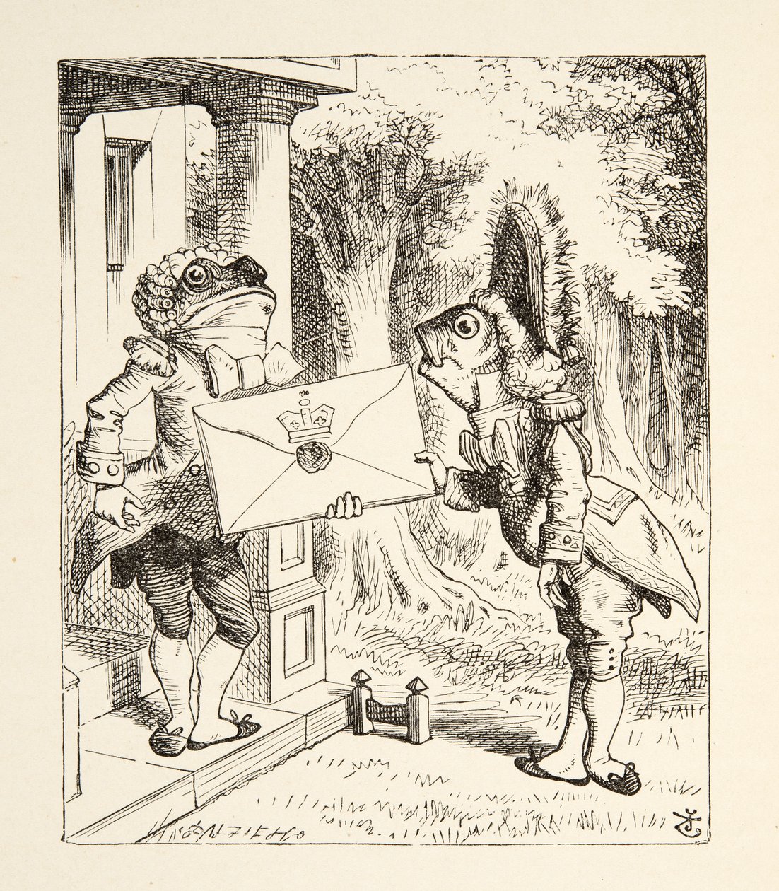 Fiskefodmand, fra Alices eventyr i Eventyrland af Lewis Carroll (1832 - 98), udgivet i 1891 af John Tenniel