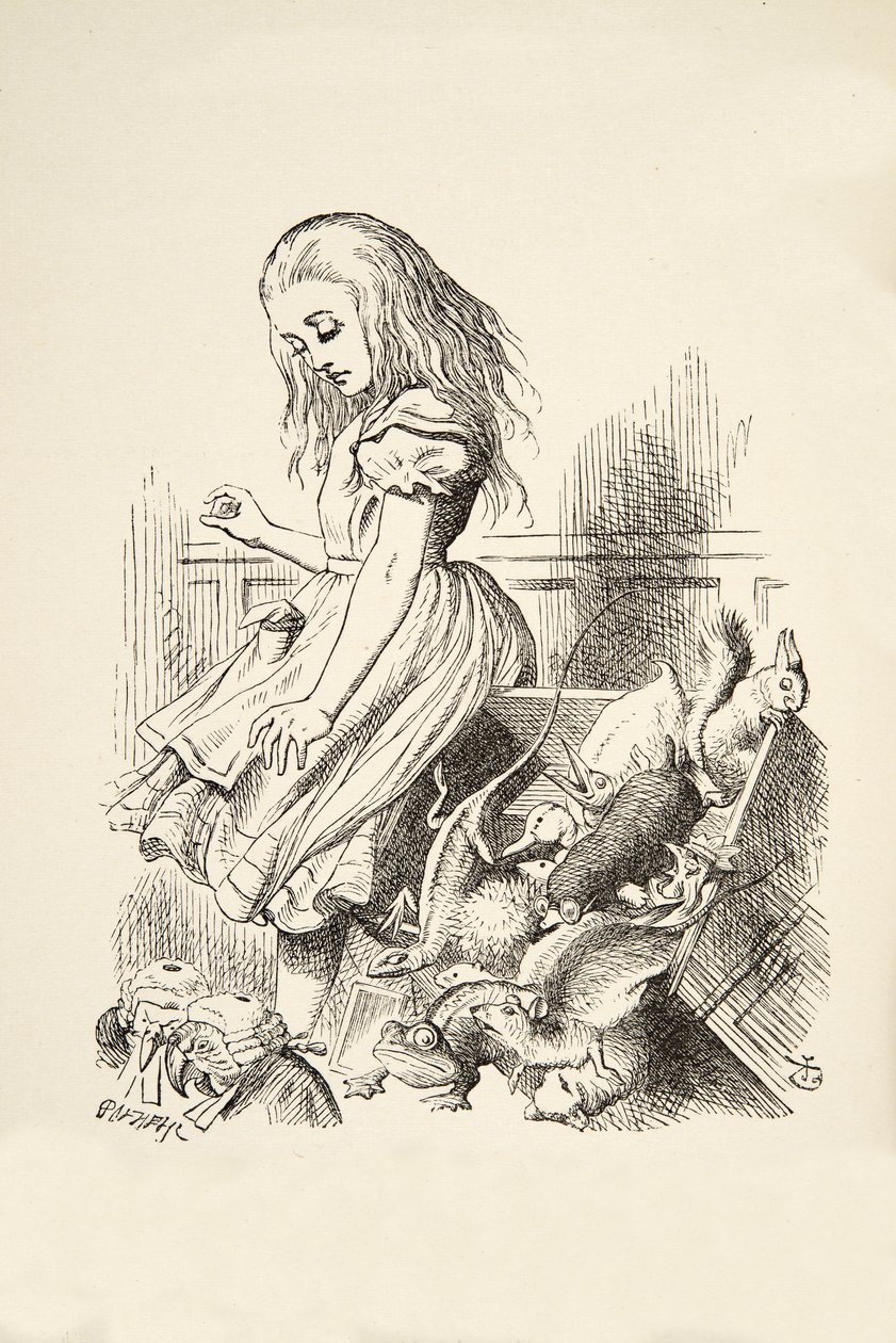 Kæmpe Alice forstyrrer juryboksen, fra Alices Adventures in Wonderland af Lewis Carroll (1832 - 98), udgivet 1891 af John Tenniel