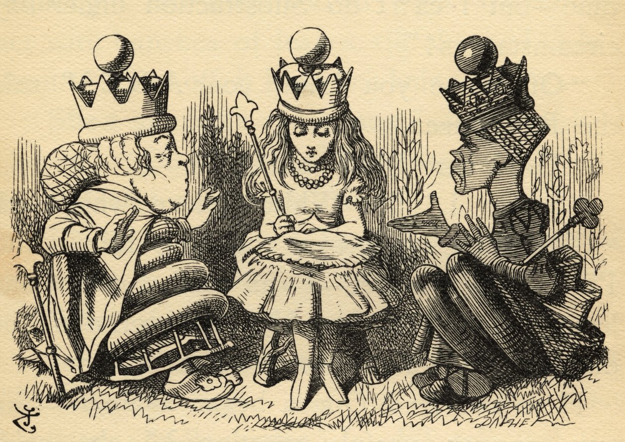Manners and Lessons, illustration fra "Through the Looking Glass" af Lewis Carroll (1832-98), første gang udgivet i 1871 af John Tenniel