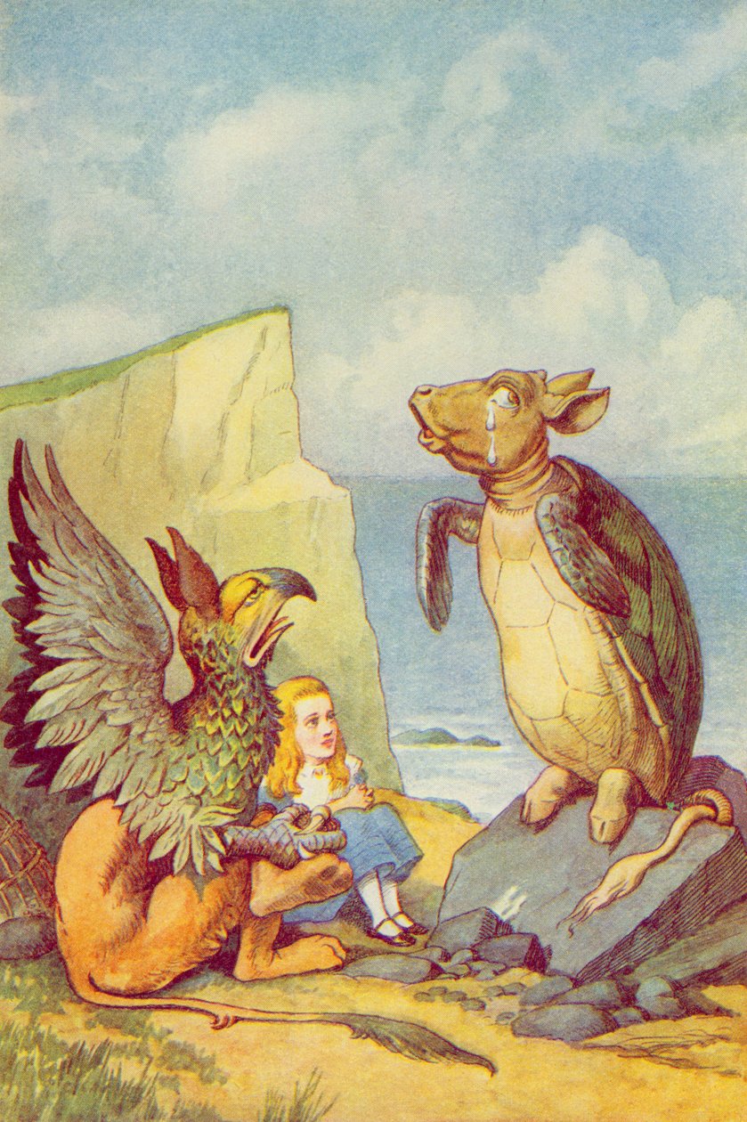 The Mock Turtle and the Gryphon, illustration fra 