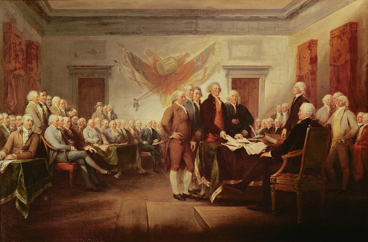 Underskrivelse af uafhængighedserklæringen, 4. juli 1776, ca. 1817 af John Trumbull