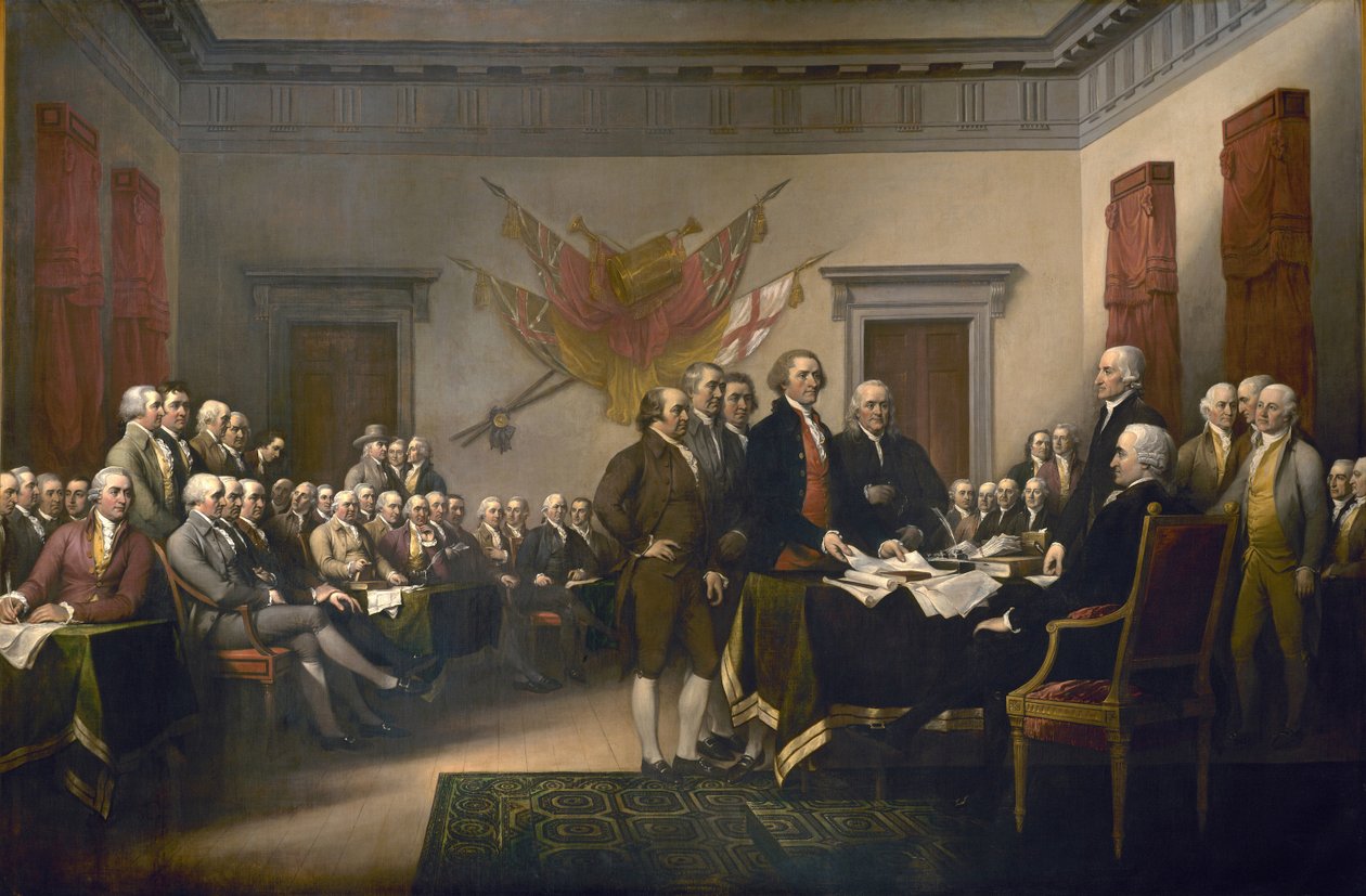Underskrivelse af uafhængighedserklæringen, 4. juli 1776 af John Trumbull