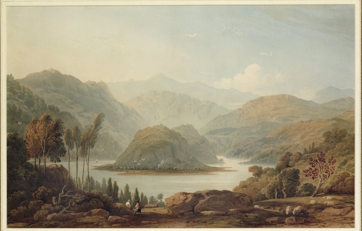 Udsigt over Mondego-floden, Spanien, 1813 af John Varley