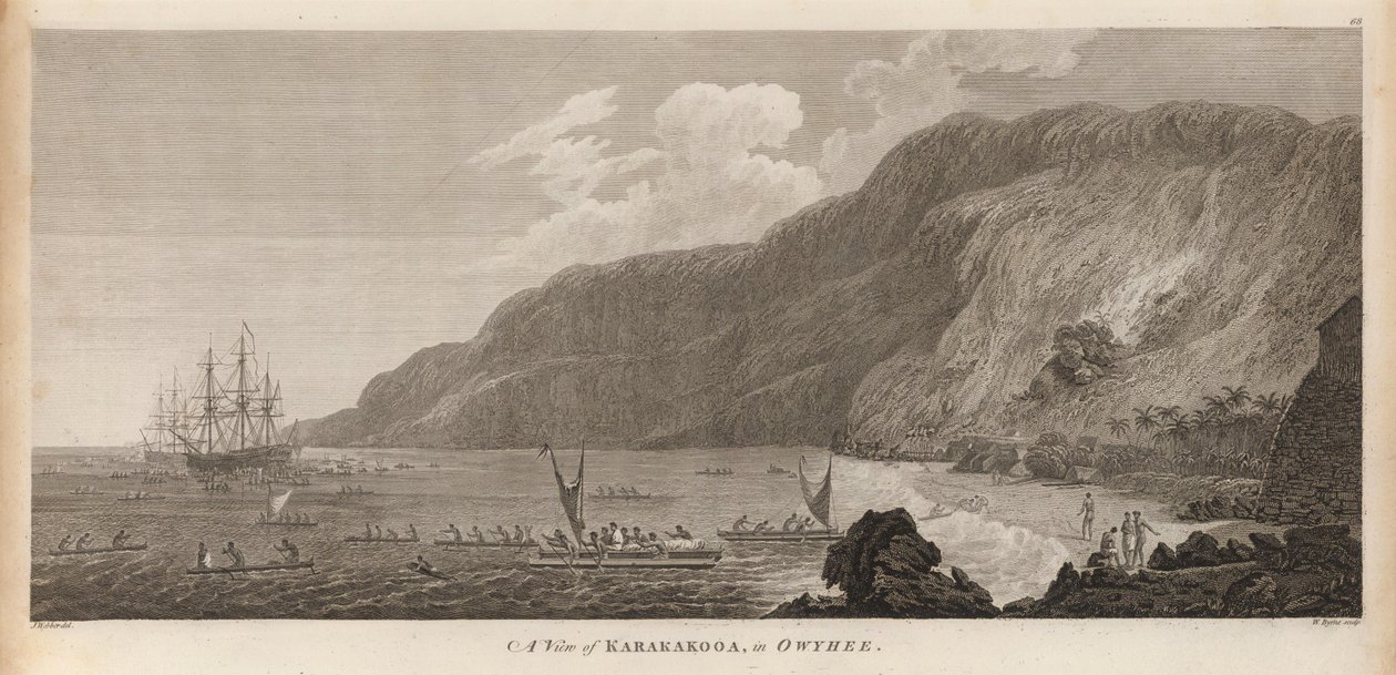 En udsigt over Karakokooa, i Owyhee. af John Webber