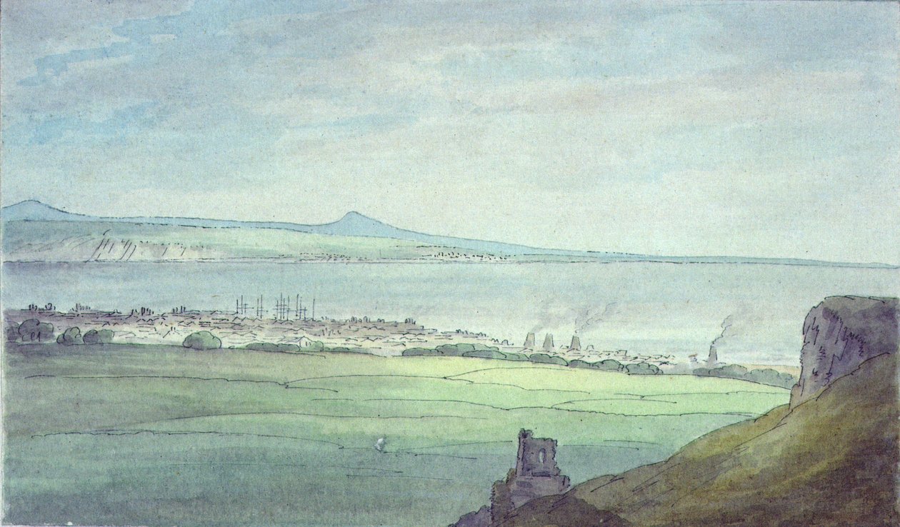 Leith, med Kirkaldy på kysten af Fifeshire (akvarel) af John White Abbott